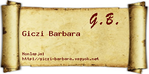 Giczi Barbara névjegykártya